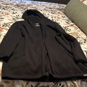 L.L. Bean Black Hooded Zip Fleece Jacket